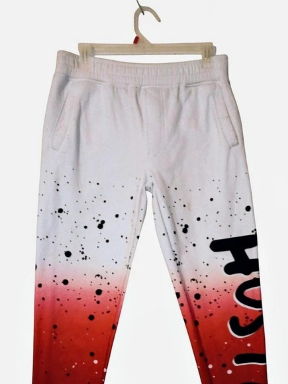 One Color Nation Red White Paint Jogger Pants